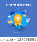 Employee Recognition and Appreciation Day Illustration with Star Medal 124098691