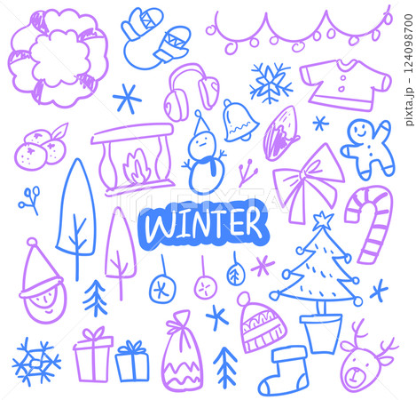 Hand-Drawn Winter Icon Set Hand-Drawn Winter Icon Set 124098700