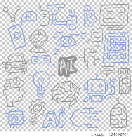 Hand-Drawn Artificial Intelligence and Robotics Technology Icon Set 124098704