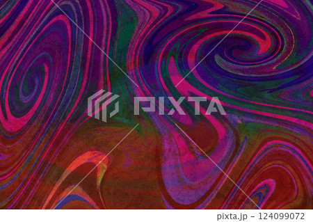 2つの大きな渦のあるマーブル模様 深いピンク 赤 紫 緑 124099072