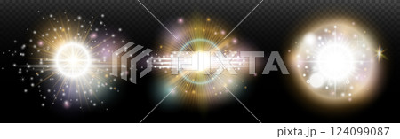 glowing light particles in space, abstract space, glow shiny background 124099087
