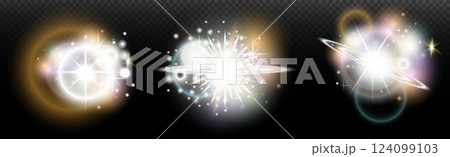 set of glowing neon spotlights on black set of glowing neon spotlights on black 124099103