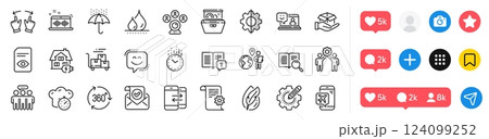 Employees group, Settings gear and Smile line icons pack. Social media icons. Home charging, Move gesture, Technical documentation web icon. Vector 124099252