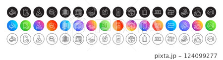 Atm money, Enterprise and Food market line icons. Round icon gradient buttons. Pack of Sunscreen, Bumper cars, Seo phone icon. Fake news, Baggage reclaim, New products pictogram. Vector Atm money, Enterprise and Food market line icons. Round icon gradient buttons. Pack of Sunscreen, Bumper cars, Seo phone icon. Fake news, Baggage reclaim, New products pictogram. Vector 124099277