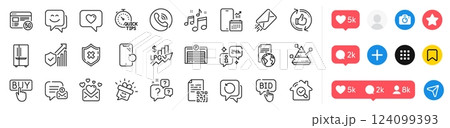 Love message, Security statistics and Question bubbles line icons pack. Social media icons. Smile face, Parking garage, Refrigerator web icon. E-mail, New message, Pyramid chart pictogram. Vector Love message, Security statistics and Question bubbles line icons pack. Social media icons. Smile face, Parking garage, Refrigerator web icon. E-mail, New message, Pyramid chart pictogram. Vector 124099393