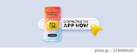 40 percent discount tag. Download the app now. Phone mockup screen. Sale offer price sign. Special offer symbol. Phone download app search bar. Discount text message. Vector 40 percent discount tag. Download the app now. Phone mockup screen. Sale offer price sign. Special offer symbol. Phone download app search bar. Discount text message. Vector 124099520