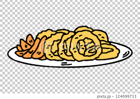 Western food French fries and onion rings set 124099713
