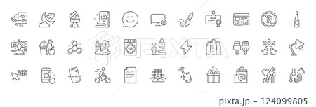 Water bottles, Energy and Love night line icons. Pack of Champagne, Certificate, Computer cables icon. Cursor, Table lamp, Heart beat pictogram. Sale bags, Lock, Smile chat. Quick tips. Vector Water bottles, Energy and Love night line icons. Pack of Champagne, Certificate, Computer cables icon. Cursor, Table lamp, Heart beat pictogram. Sale bags, Lock, Smile chat. Quick tips. Vector 124099805