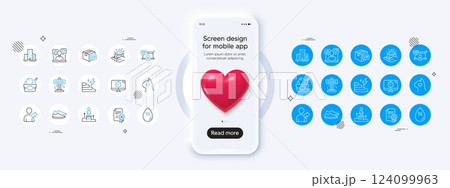 Phone mockup with 3d heart icon. Vip access, Social media and Buildings line icons. Pack of Skin care, Vip parcel, Seo timer icon. Reject certificate, Ice cream, Consumption growth pictogram. Vector Phone mockup with 3d heart icon. Vip access, Social media and Buildings line icons. Pack of Skin care, Vip parcel, Seo timer icon. Reject certificate, Ice cream, Consumption growth pictogram. Vector 124099963