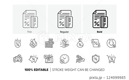 Investment, Interest rate and Percentage diagram. Loan line icons. Car leasing linear icon set. Line icons set. Vector Investment, Interest rate and Percentage diagram. Loan line icons. Car leasing linear icon set. Line icons set. Vector 124099985