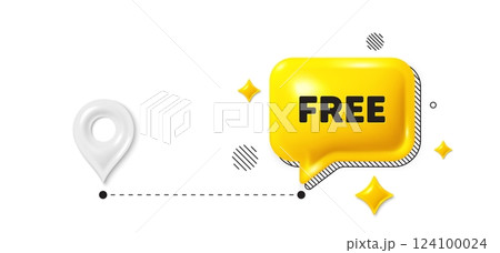 Road journey position 3d pin. Free tag. Special offer sign. Sale promotion symbol. Free message. Chat speech bubble, place banner. Yellow text box. Vector Road journey position 3d pin. Free tag. Special offer sign. Sale promotion symbol. Free message. Chat speech bubble, place banner. Yellow text box. Vector 124100024