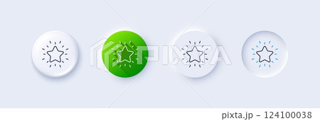 Rank star line icon. Neumorphic, Green gradient, 3d pin buttons. Success reward symbol. Best result sign. Line icons. Neumorphic buttons with outline signs. Vector Rank star line icon. Neumorphic, Green gradient, 3d pin buttons. Success reward symbol. Best result sign. Line icons. Neumorphic buttons with outline signs. Vector 124100038