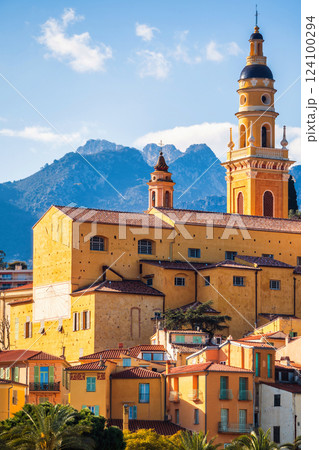 Menton village old town during spring 124100294