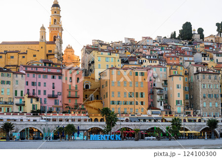 Menton village pictoresque view of old town, France Menton village pictoresque view of old town, France 124100300