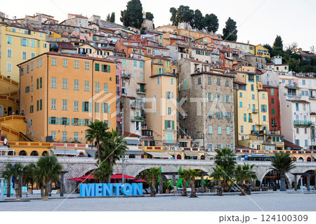 Menton village pictoresque view of old town, France Menton village pictoresque view of old town, France 124100309