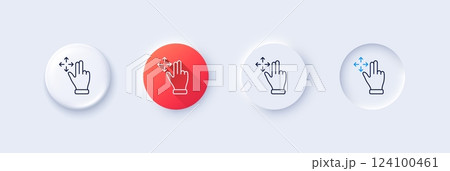 Move gesture line icon. Neumorphic, Red gradient, 3d pin buttons. Slide arrow sign. Swipe action symbol. Line icons. Neumorphic buttons with outline signs. Vector 124100461