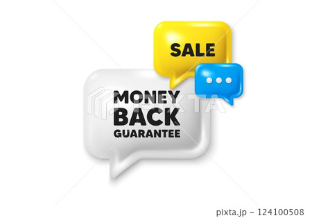 Discount speech bubble offer 3d icon. Money back guarantee tag. Promo offer sign. Advertising promotion symbol. Money back guarantee discount offer. Speech bubble sale banner. Discount balloon. Vector Discount speech bubble offer 3d icon. Money back guarantee tag. Promo offer sign. Advertising promotion symbol. Money back guarantee discount offer. Speech bubble sale banner. Discount balloon. Vector 124100508
