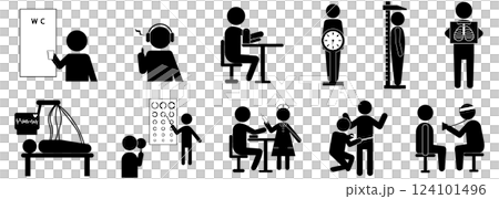Health checkup and medical examination pictogram set 124101496