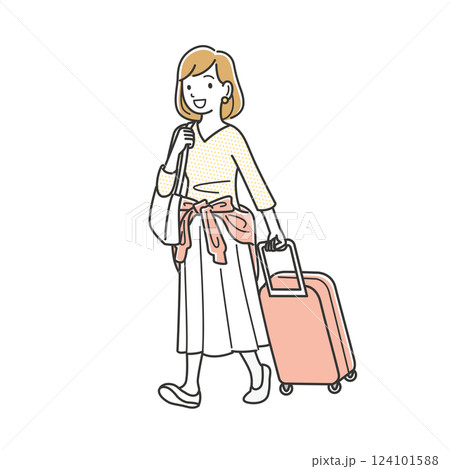 旅行に出かける若い女性 124101588