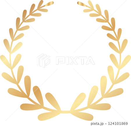 Circular golden laurel wreath representing victory, achievement, and honor, serving as an ideal element for awards, celebrations, and commemorative designs, enhancing prestige and recognition 124101869