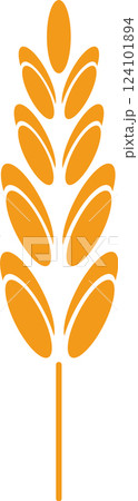 Orange wheat stalk icon representing agriculture, farming, food production, and healthy eating, with a simple, stylized design suitable for logos, branding, and various graphic applications Orange wheat stalk icon representing agriculture, farming, food production, and healthy eating, with a simple, stylized design suitable for logos, branding, and various graphic applications 124101894
