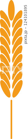 Orange stylized wheat stalk icon symbolizing agriculture, farming, and healthy organic food, set against a clean white background, emphasizing natural growth and nutrition Orange stylized wheat stalk icon symbolizing agriculture, farming, and healthy organic food, set against a clean white background, emphasizing natural growth and nutrition 124101895