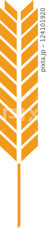 Simple and modern vector illustration of a wheat stalk symbolizing farming, harvest, and the food industry, representing concepts of sustainability, nutrition, and growth 124101920