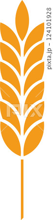 Stylized orange wheat stalk representing agriculture, healthy food, and organic farming, serving as an ideal symbol for logos and icons in the food industry Stylized orange wheat stalk representing agriculture, healthy food, and organic farming, serving as an ideal symbol for logos and icons in the food industry 124101928