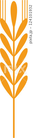 Minimalist vector illustration of a wheat stalk in orange, symbolizing agriculture, harvest, and grain production, ideal for food industry and farming concepts 124101932