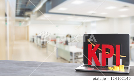 The Kpi and chart on notebook for Business concept 3d Rendering. 124102149