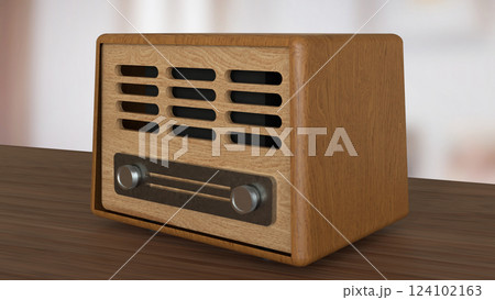 The Radio Vintage for Pod Cast or Music concept 3d Rendering. 124102163
