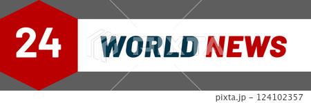 World news logo features number 24 symbolizing continuous broadcasting, providing up to date information and global coverage around the clock World news logo features number 24 symbolizing continuous broadcasting, providing up to date information and global coverage around the clock 124102357
