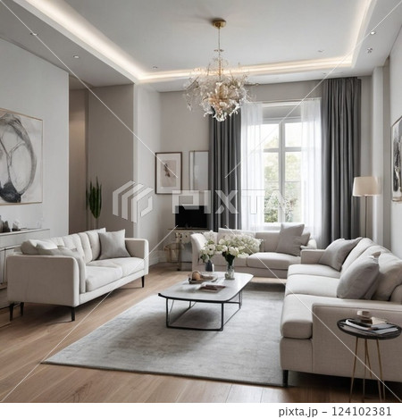 落ちつた雰囲気のリビング 124102381