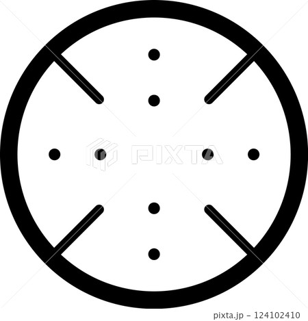 Simple black and white target icon representing focusing and aiming at objectives and goals, with crosshairs and multiple points indicating precision and accuracy Simple black and white target icon representing focusing and aiming at objectives and goals, with crosshairs and multiple points indicating precision and accuracy 124102410