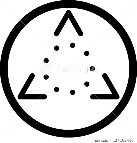 Three rotating arrows forming a triangle are enclosed within a circle, symbolizing a continuous cyclical process, often used to represent loading or processing 124102416