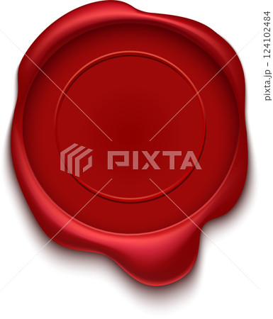 Shiny red wax seal with blank copy space, providing assurance, validation, and official confirmation on documents, contracts, or certificates Shiny red wax seal with blank copy space, providing assurance, validation, and official confirmation on documents, contracts, or certificates 124102484