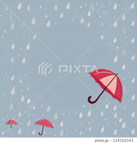 雨、梅雨のイラスト 124102541