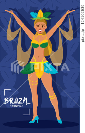 Brazilian samba dancer performing at carnival celebration Vector 124102639