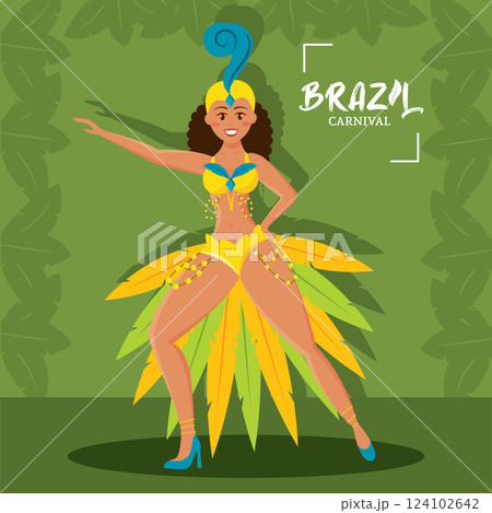 Brazilian samba dancer performing at carnival celebration Vector 124102642