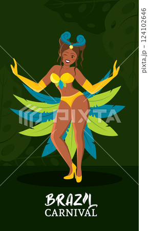 Brazilian samba dancer performing at carnival celebration Vector 124102646