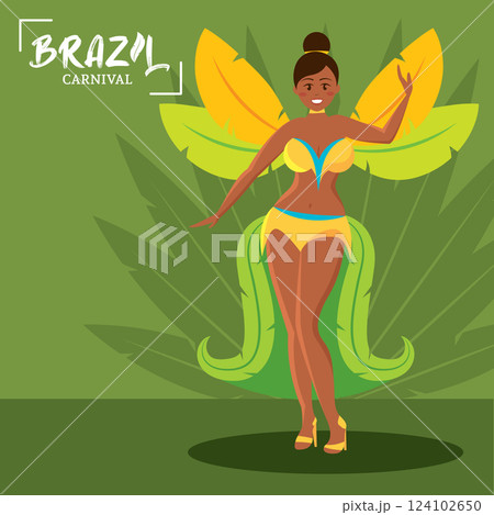 Brazilian samba dancer performing at carnival celebration Vector Brazilian samba dancer performing at carnival celebration Vector 124102650