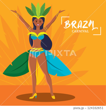 Brazilian samba dancer performing at carnival celebration Vector 124102651