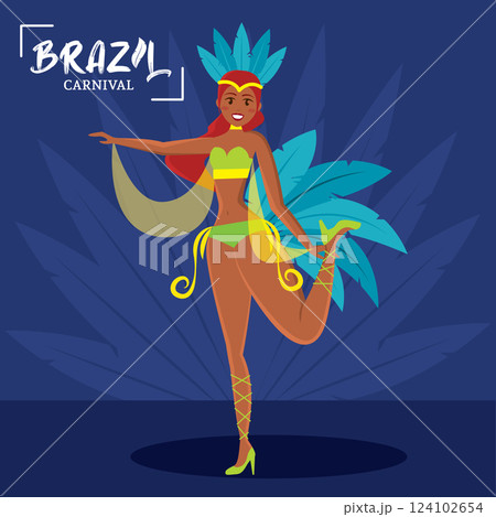 Brazilian samba dancer performing at carnival celebration Vector 124102654