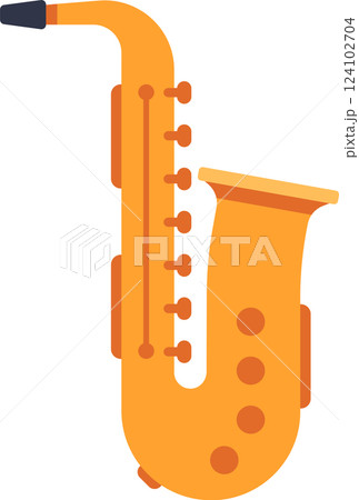 Golden saxophone isolated on white background representing jazz music, classical music, blues, and generally music played with wind instruments 124102704