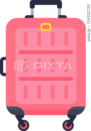 Pink rolling suitcase featuring a retractable handle and smooth wheels, perfect for travel, tourism, and business trips, providing exceptional convenience and effortless mobility 124102720