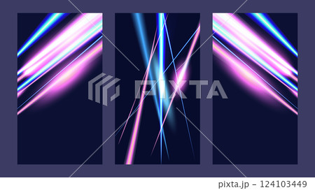 Motion lighting effects. Speed light set poster. Abstract light trails. Banner design web page poster. 124103449