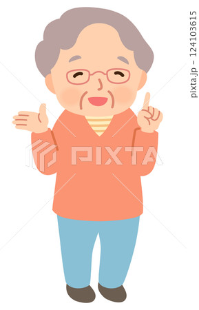 話をするシニア女性　表情ポーズ　高齢者　後期高齢者 124103615