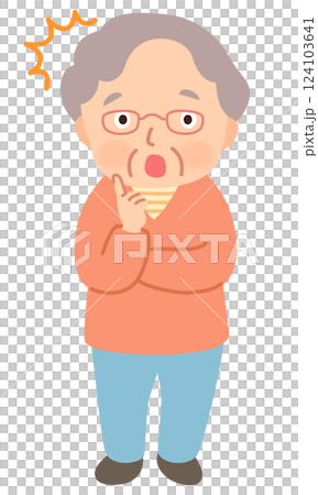 Senior woman with a surprised expression, facial expression pose, elderly, late elderly 124103641