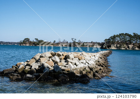 宮城県松島福浦島石積み堤 124103790