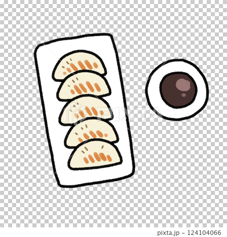 Illustration of dumplings on a plate 124104066